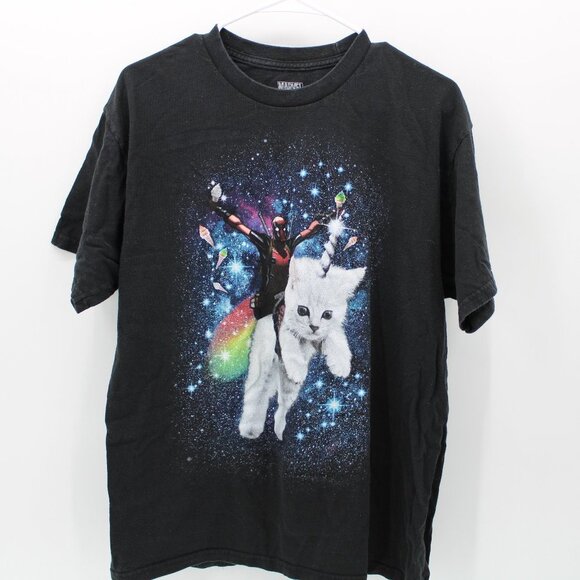 Marvel Other - Marvel Cotton Short Sleeve Deadpool Space Trip Unicorn Cat T-Shirt
